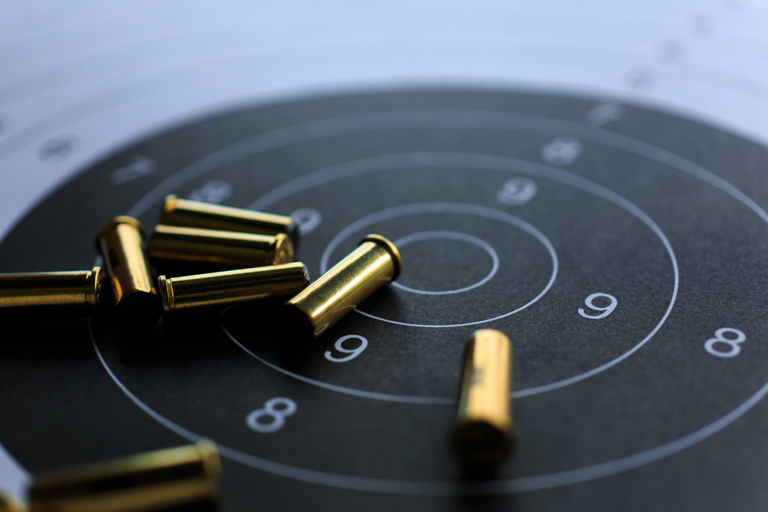 bullets on paper target for shooting practice